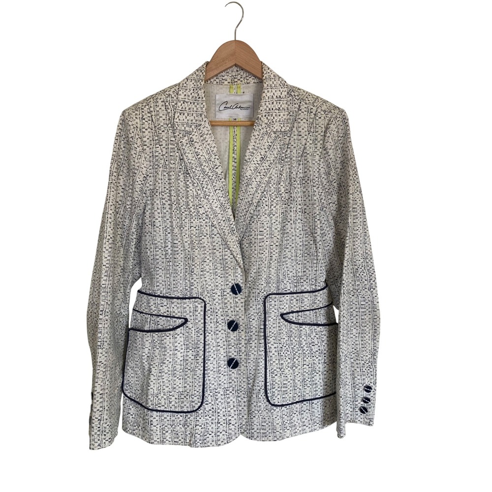 Carol Anderson by Invitation Womens Blazer Jacket Textured Cotton Size 14 #204